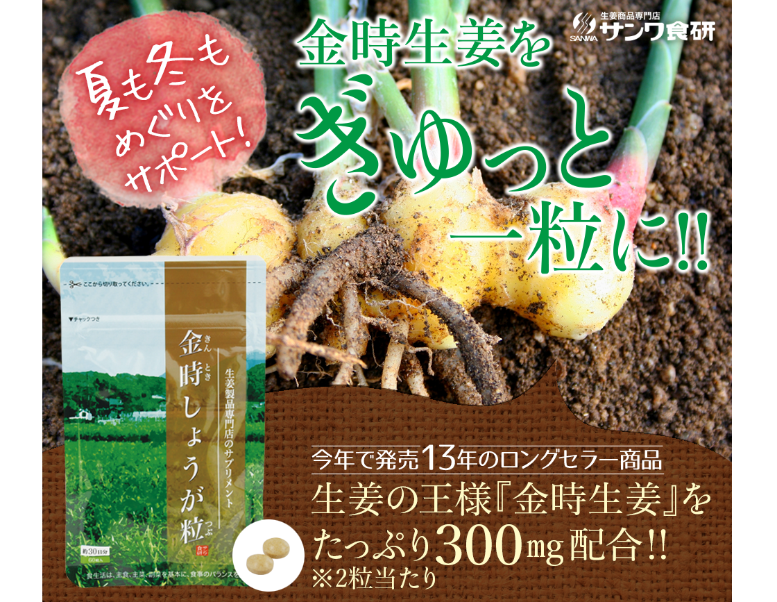 夏も冬もめぐりをサポート！金時生姜をぎゅっと一粒に！！金時しょうが粒お試し（30粒）